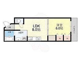 クレセント南町 1LDKの間取図画像