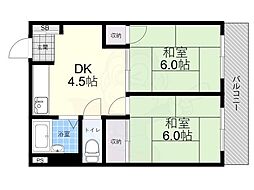 共栄マンション服部 2DKの間取図画像