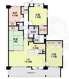 プレリオン豊中中桜塚 3LDKの間取図画像