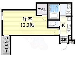 フジパレス服部天神 1Kの間取図画像