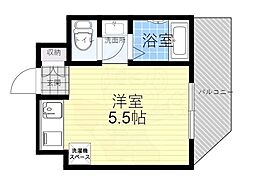 朝日プラザ夕陽ケ丘3 ワンルームの間取図画像
