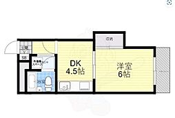 ハイツオーキタ 1DKの間取図画像