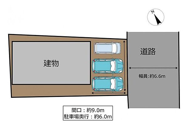 【リフォーム済み】区画図です。敷地内に並列3台駐車可能です。