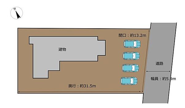 【リフォーム中】区画図です。並列4台駐車可能になる予定です。