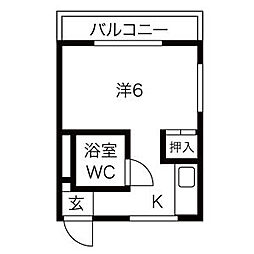 ヤングヴィレッジ 1Kの間取図画像