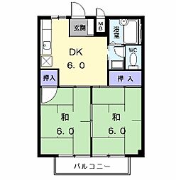 アネックス新町 2DKの間取図画像
