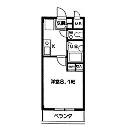イーストタウンK 1Kの間取図画像