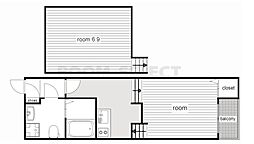 Ilmare 1Kの間取図画像