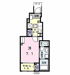 アヴェニール 1Kの間取図画像