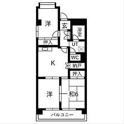 シャンポール幹1 3DKの間取図画像