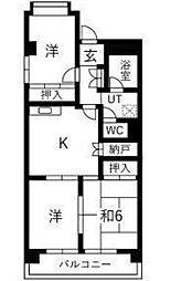 シャンポール幹1 3DKの間取図画像