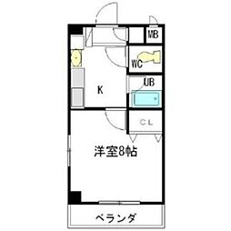 レージュウエスト 1Kの間取図画像