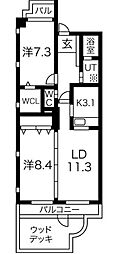 ディアルタクラッセ 2LDKの間取図画像