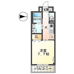 GR御器所 1Kの間取図画像
