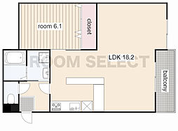 スターハイム徳川 1LDKの間取図画像