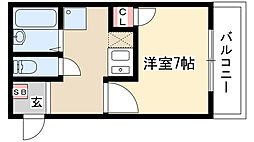 クレアール千賀 1Kの間取図画像