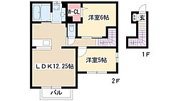 レクニルド2 2LDKの間取図画像