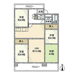 第2香流マンション 4LDKの間取図画像
