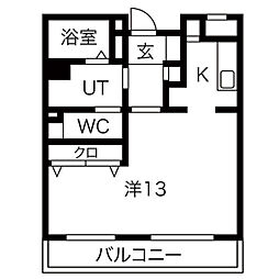 向陽町レジデンス 1Kの間取図画像