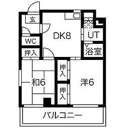 サングリーン新栄 2DKの間取図画像