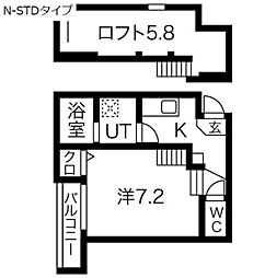 シティハウス本陣 1Kの間取図画像