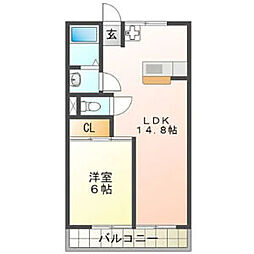 ルビーハイツ大森2 1LDKの間取図画像