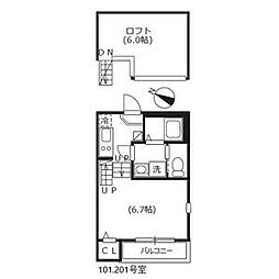 ハーモニーテラス西野町 1Kの間取図画像