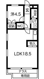 サンハイム中橋 1LDKの間取図画像
