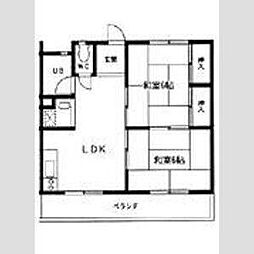 牧野ハイツ 2LDKの間取図画像
