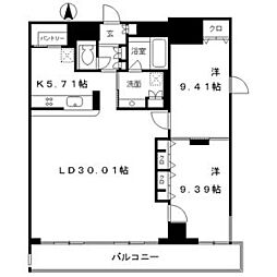RESIDIA東桜2 2LDKの間取図画像