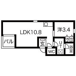 Neo港楽 1LDKの間取図画像