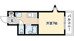 第7フクマルビル 1Kの間取図画像