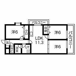 第3和光ハイム 3LDKの間取図画像