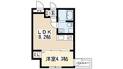 ソリッド春岡 1LDKの間取図画像