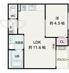 Jack sambanII 1LDKの間取図画像