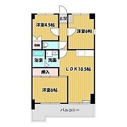 牧の原ハイツ 2LDKの間取図画像