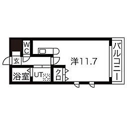 プランドール荒子川公園 ワンルームの間取図画像