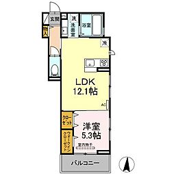 グラン弥富通 1LDKの間取図画像