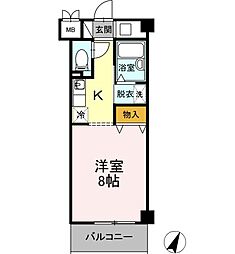 CASA一社 1Kの間取図画像