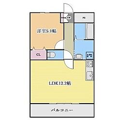覚王ハイツ 1LDKの間取図画像