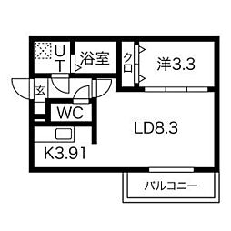 Taste中村公園 1LDKの間取図画像