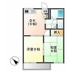 ドミール長久手A 2DKの間取図画像