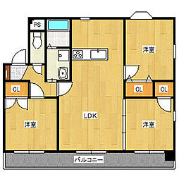 サンライズ極楽 3LDKの間取図画像