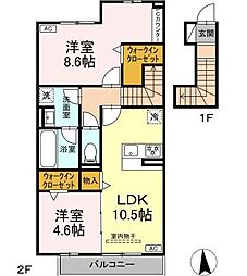 グラシアーレ 2LDKの間取図画像
