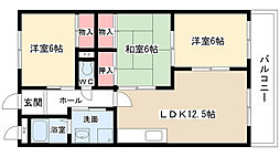 キャッスルヒルズ 3LDKの間取図画像
