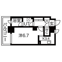 ヴィラエーデル名駅 1Kの間取図画像