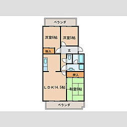 メナージュマルヤマ 3LDKの間取図画像