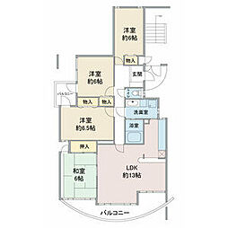 ヴァンヴェール平和ヶ丘 4LDKの間取図画像