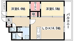 ヒルパレスイカイ 2LDKの間取図画像