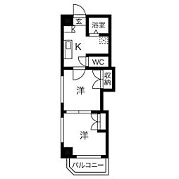 レジデンス・カープ名古屋 1DKの間取図画像
